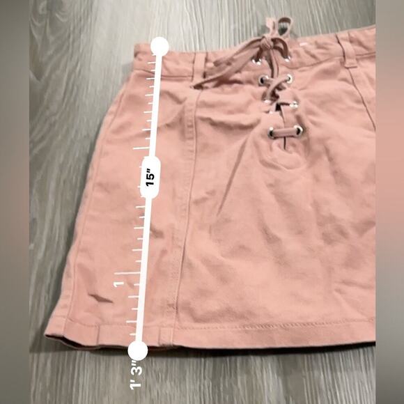 Forever21 Maeve Pink Lace Up Front Mini Skirt Size M - Picture 6 of 6